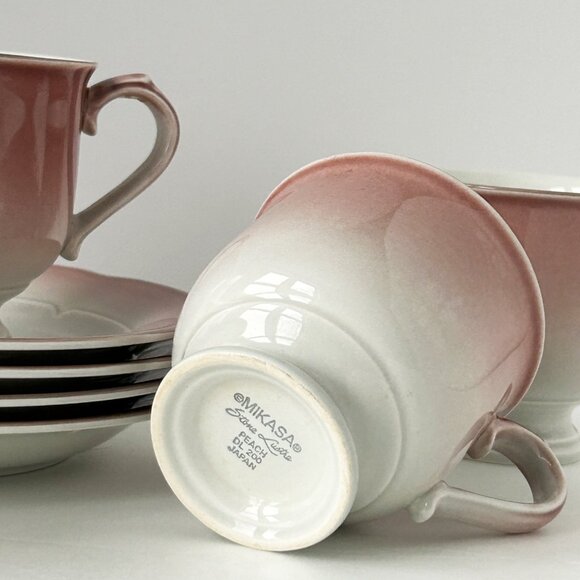 Vintage Mikasa Peach Stone Lustre Cup and Saucer set - Picture 2 of 9